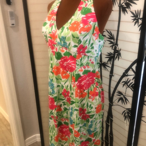 Chaps Summery Floral Halter Dress Size 12 Vintage Marilyn Monroe Halter Style - Picture 12 of 15